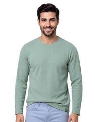 Aqua Grey Textured Long Sleeve Crew Neck T-Shirt