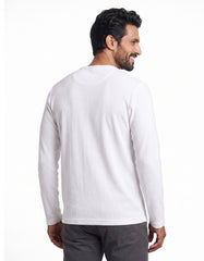 White Textured Long Sleeve Crew Neck T-Shirt