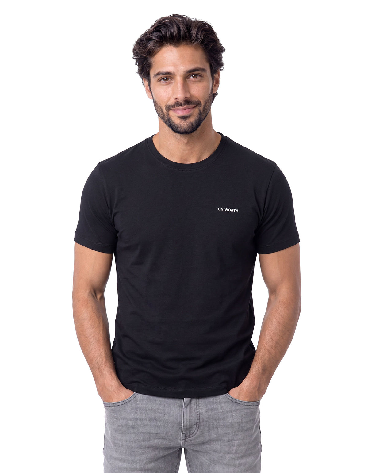 Black Plain Basic Tee