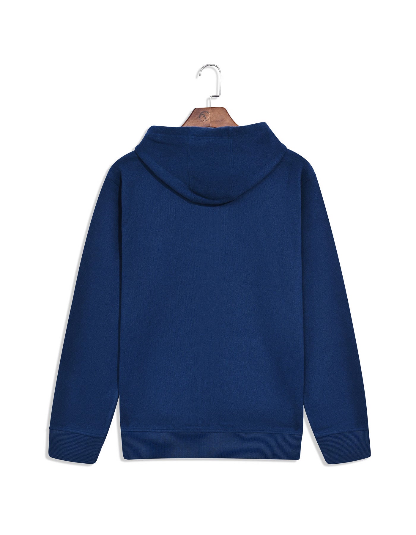 E Blue Plain Zipper Hoodie