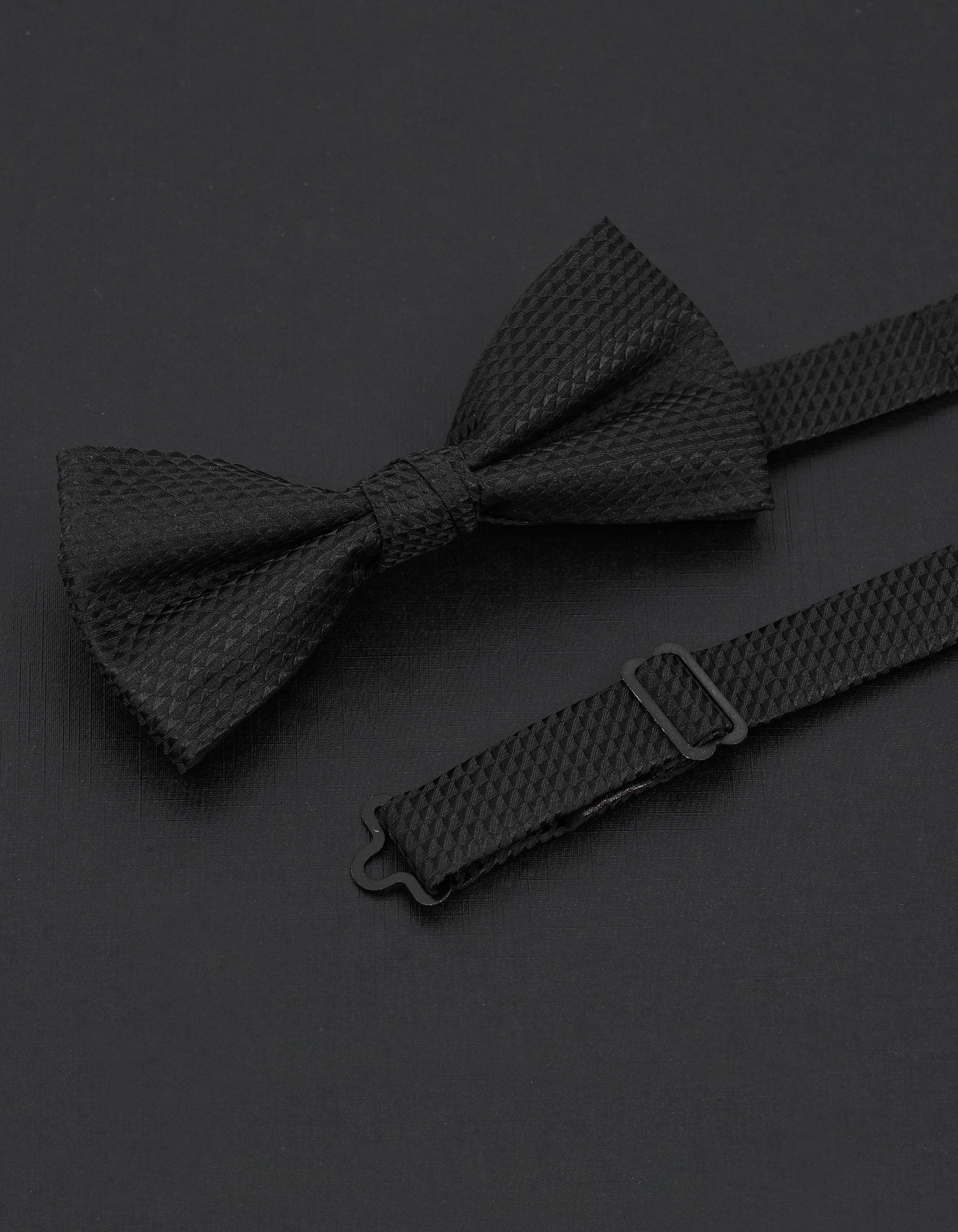 Black Self Plain Bow Tie