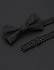 Black Self Plain Bow Tie