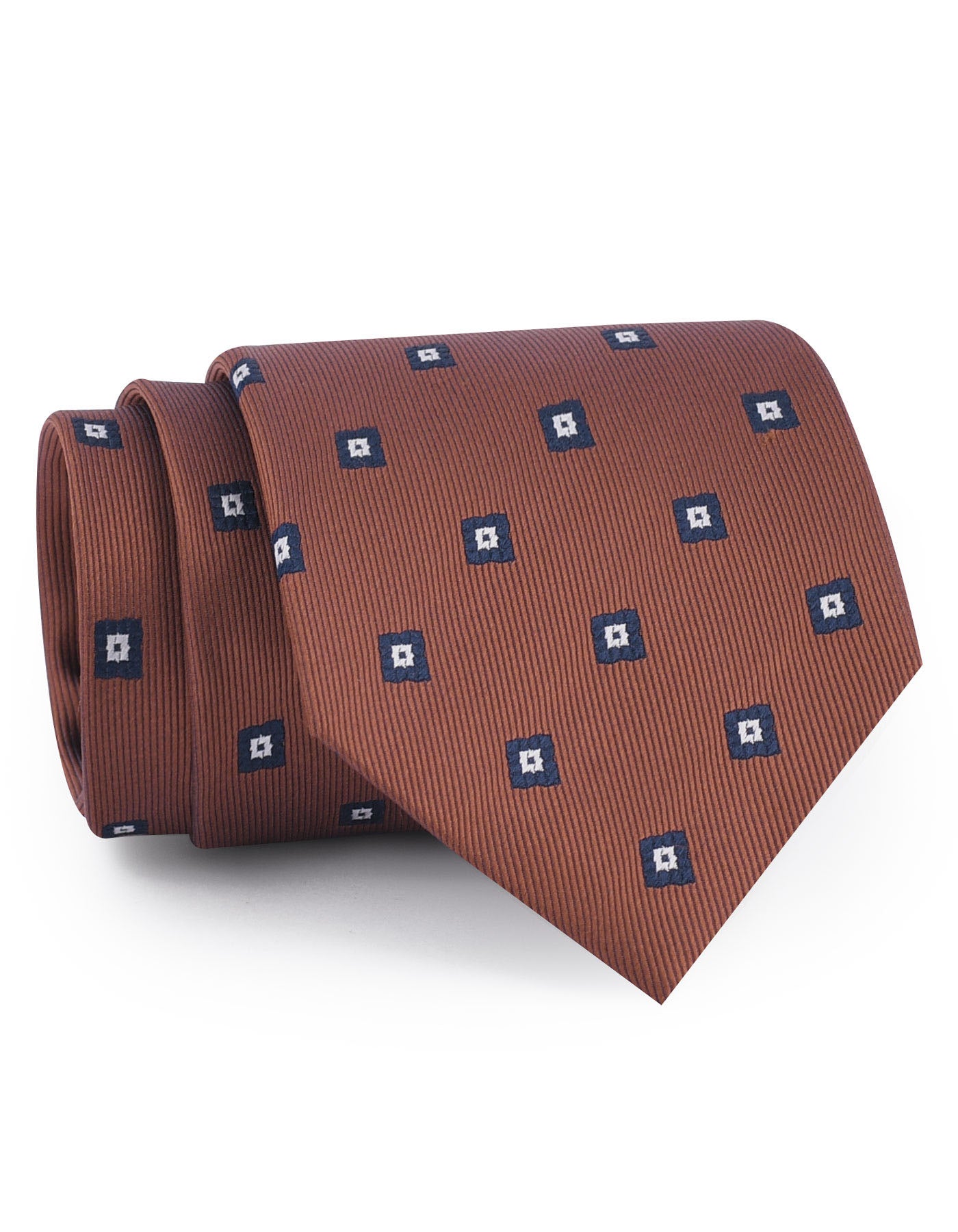 Geometric Navy/Rust Tie
