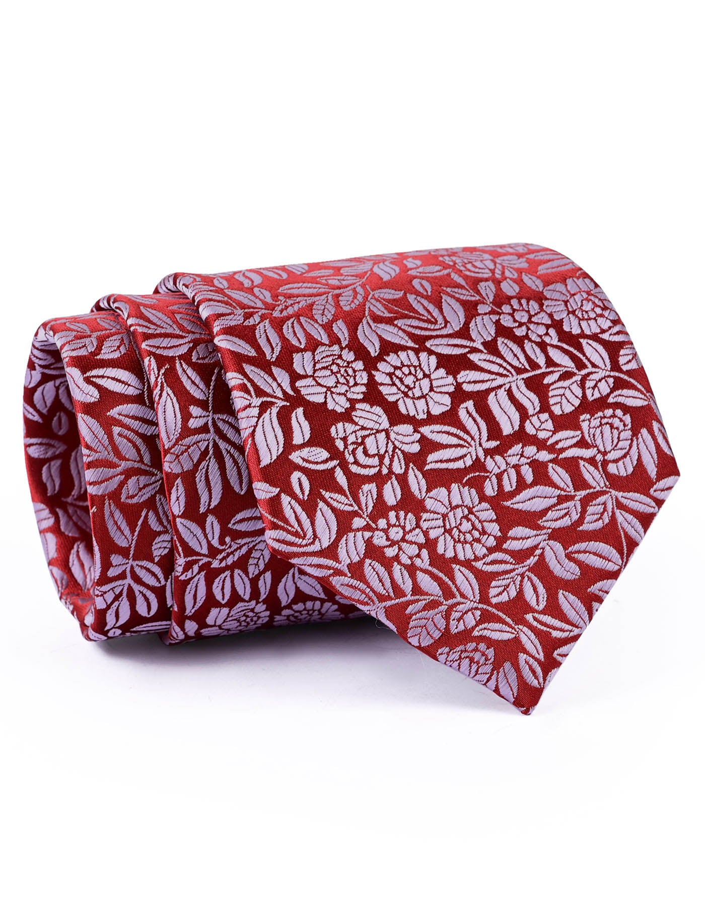 Maroon/Silver Floral Tie