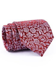 Maroon/Silver Floral Tie
