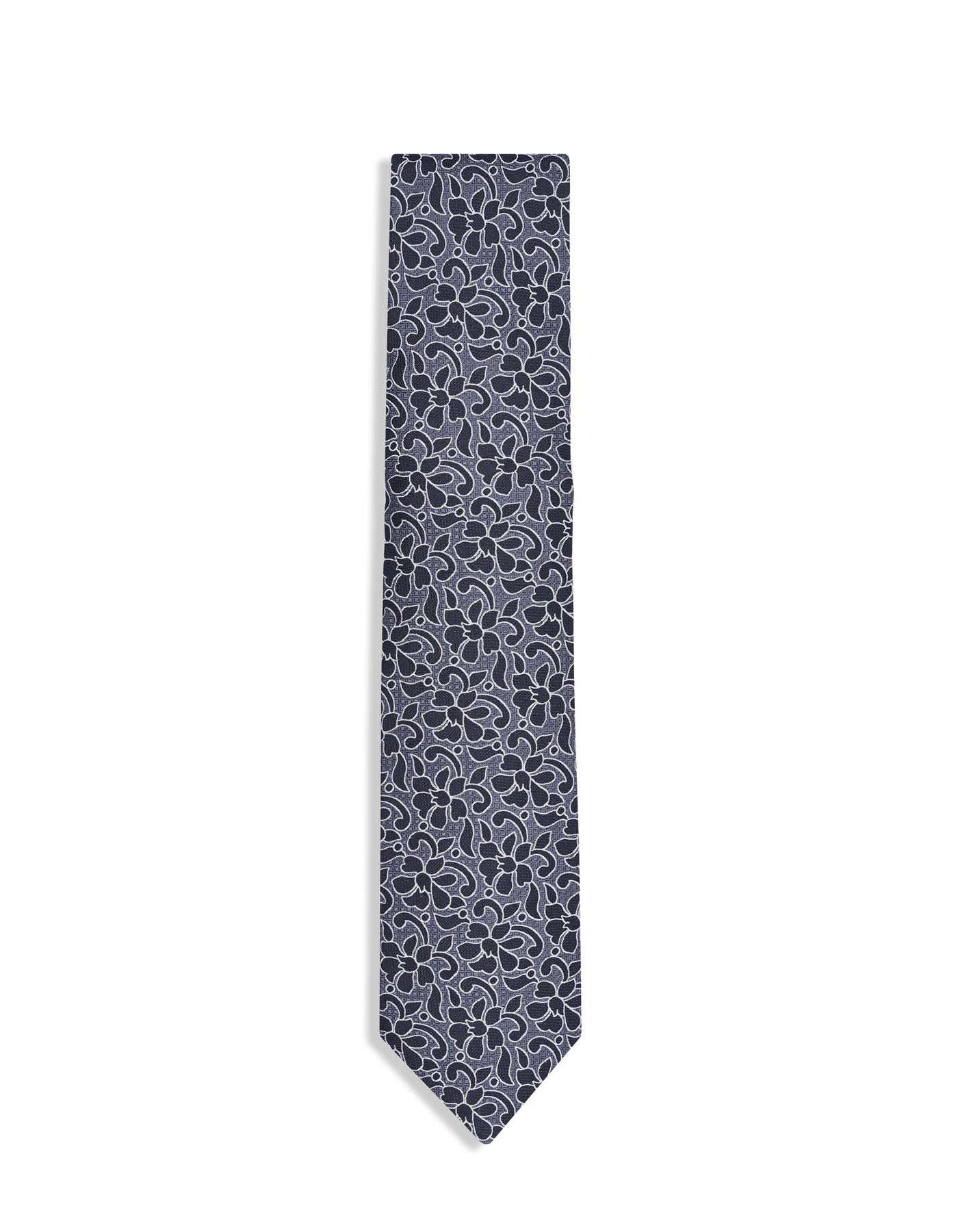 D Grey Floral Tie