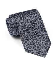D Grey Floral Tie