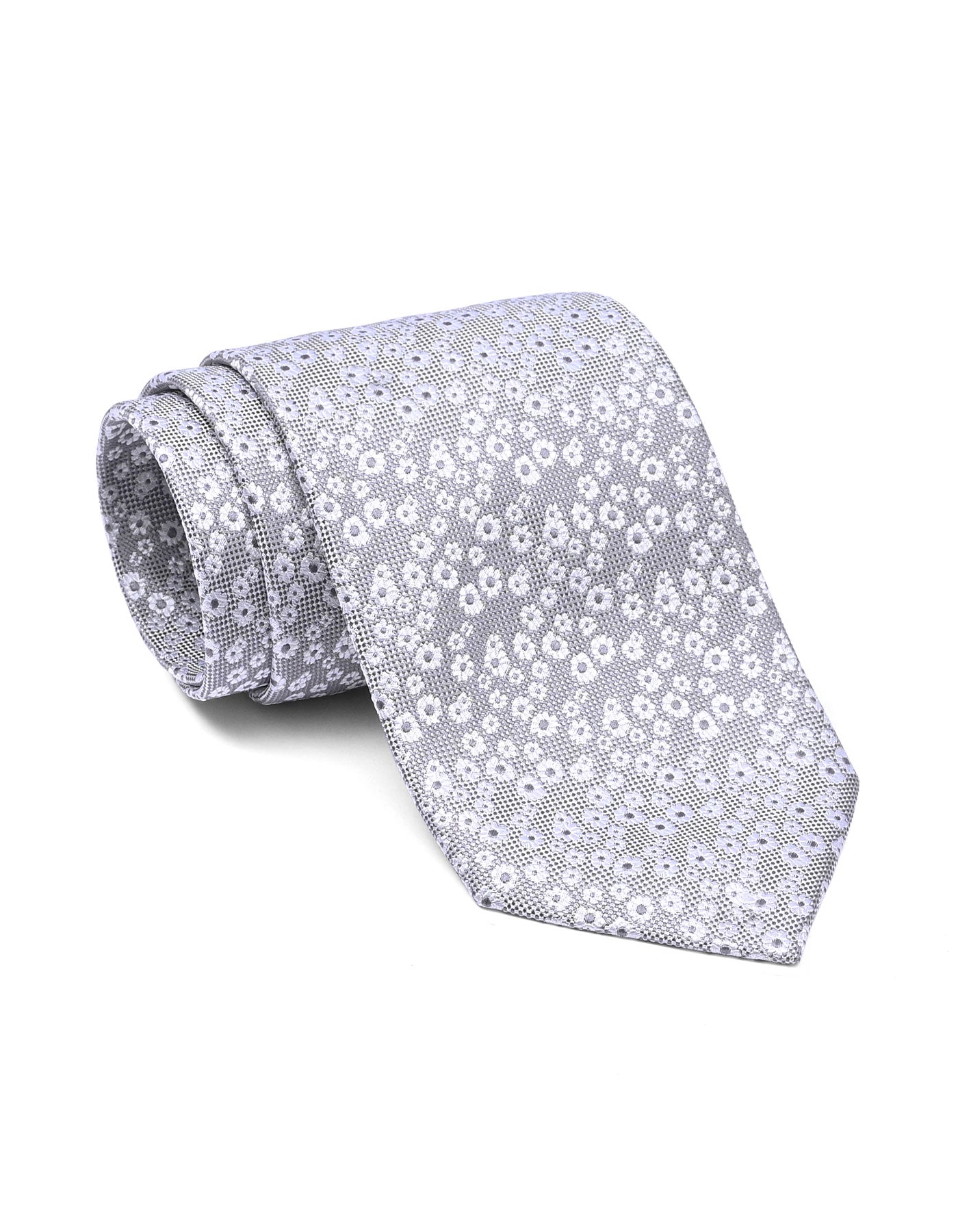 Silver Floral Tie