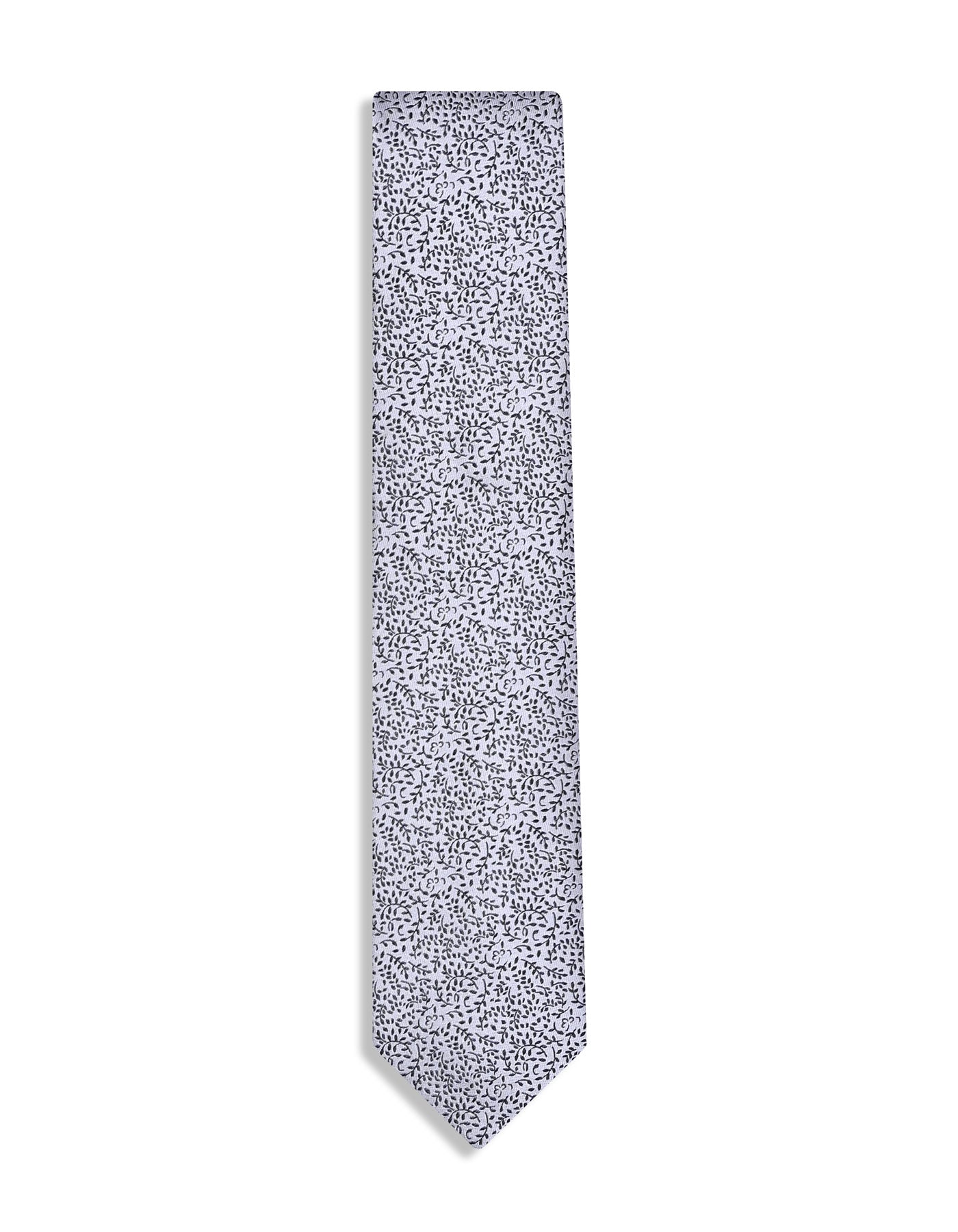 Silver Floral Tie