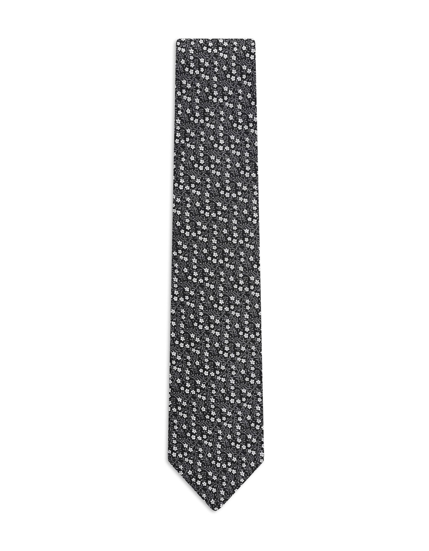 Black Floral Tie