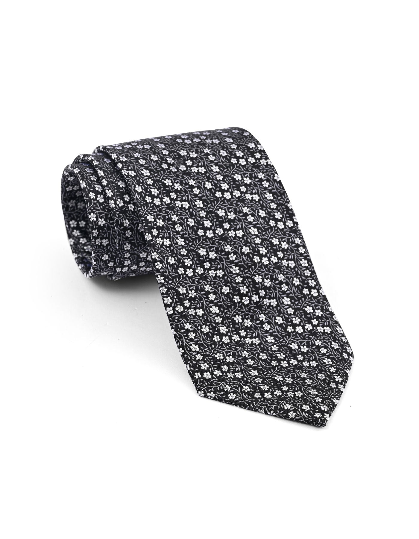 Black Floral Tie