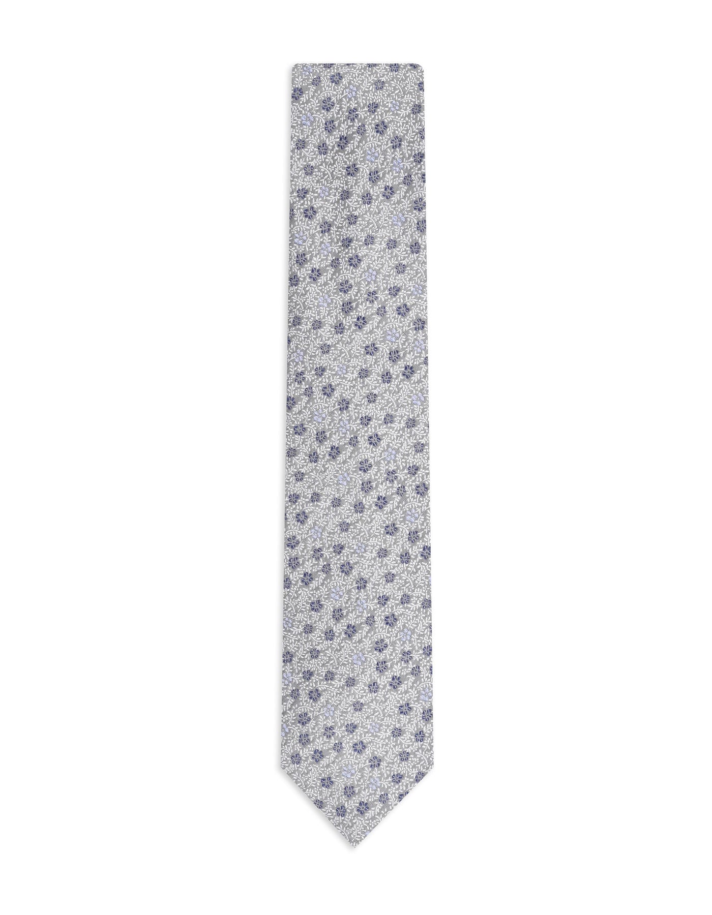 Silver Floral Tie
