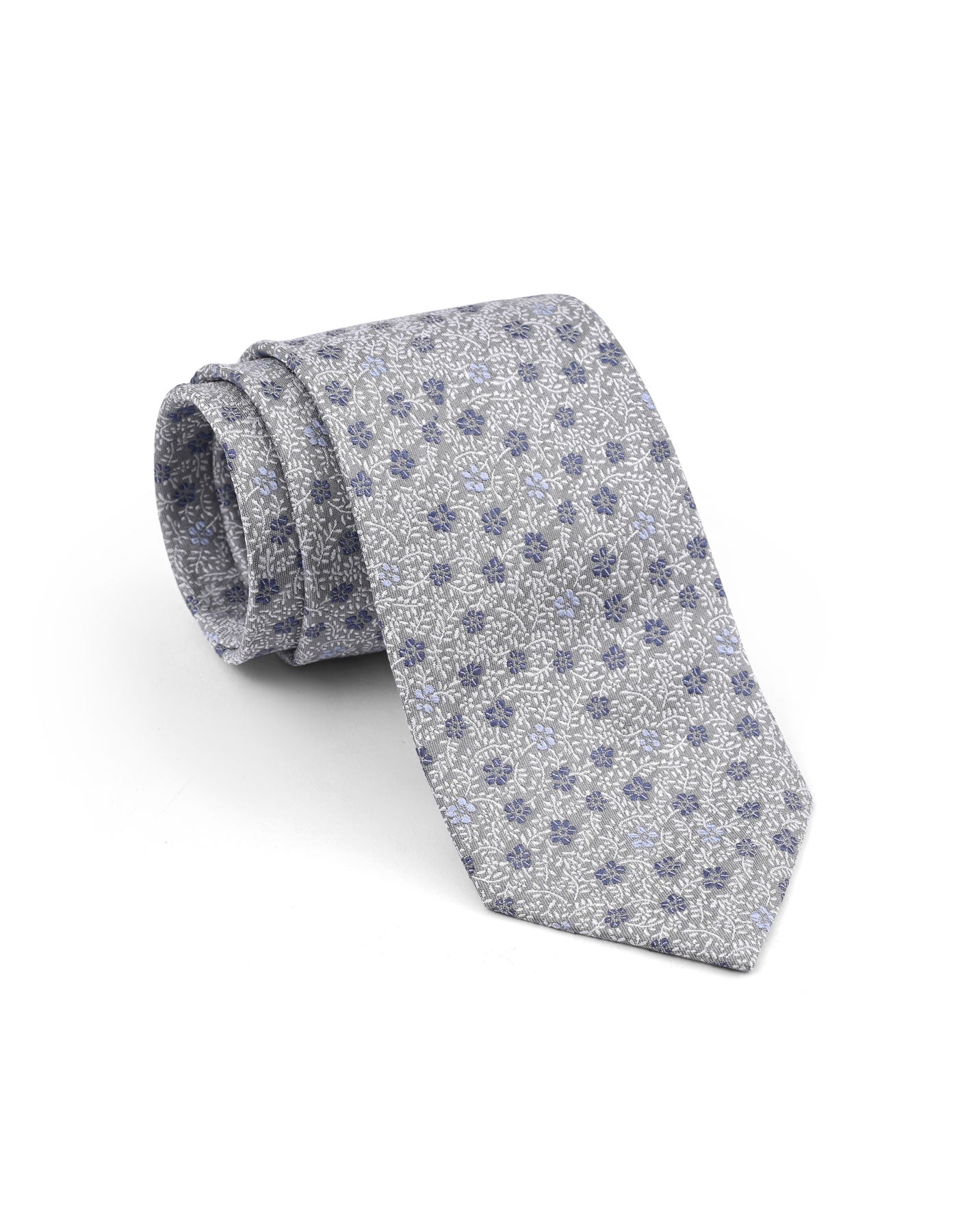 Silver Floral Tie