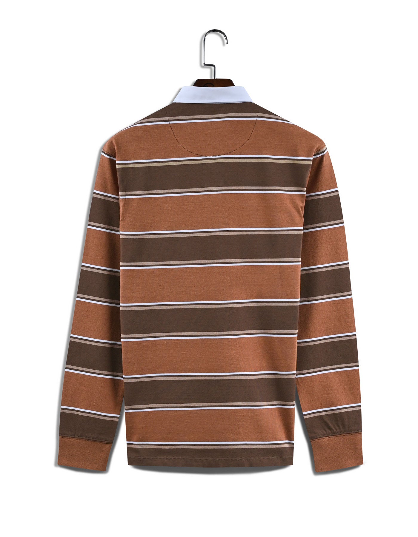 Rust Stripe Cotton Rugby Polo