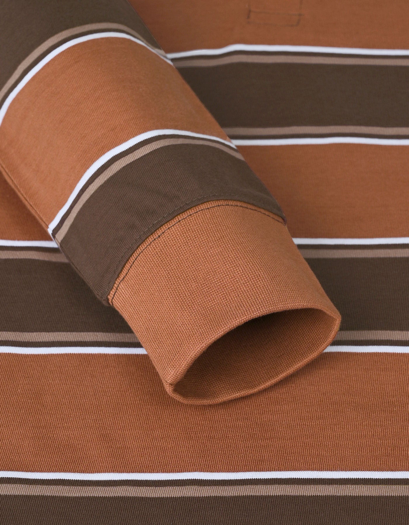 Rust Stripe Cotton Rugby Polo