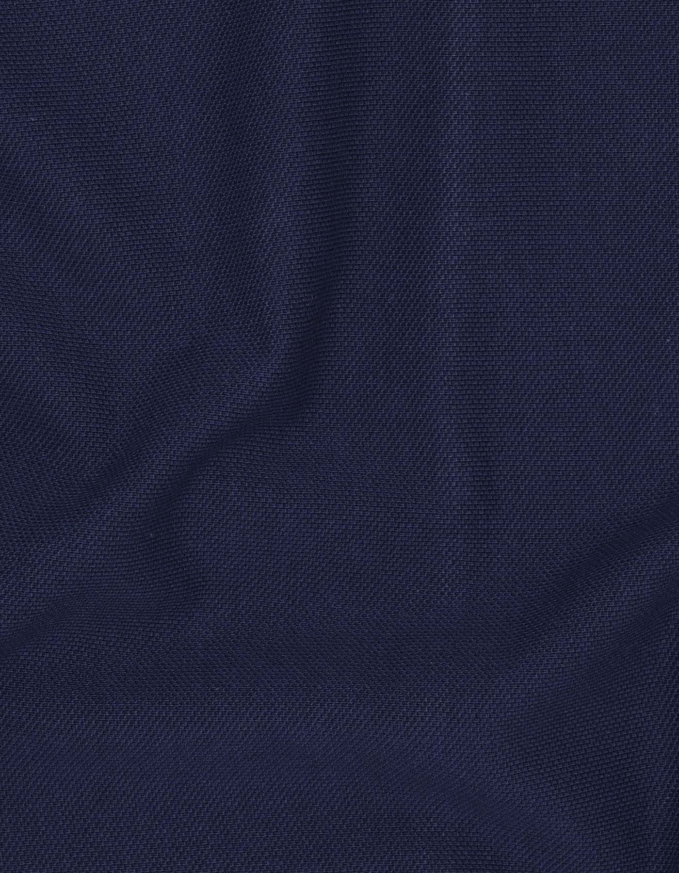 Navy Color Block Pique Polo Shirt