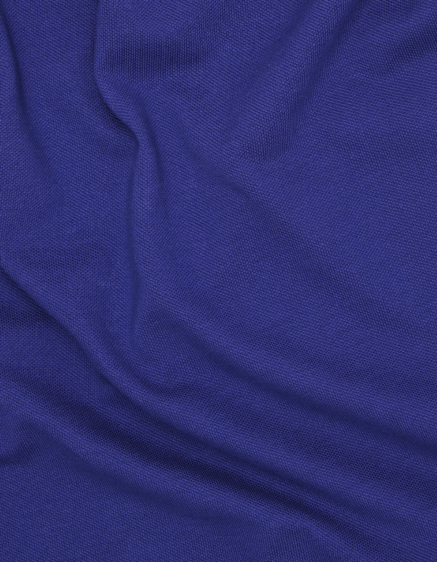E Blue Plain Pique Polo Shirt