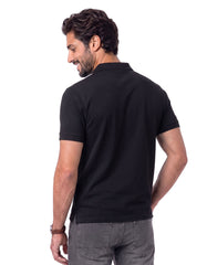 Black Plain Pique Polo Shirt
