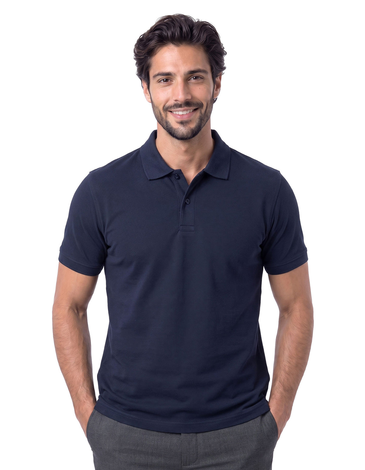 Navy Plain Pique Polo Shirt