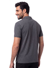 Charcoal Melange Plain Pique Polo Shirt