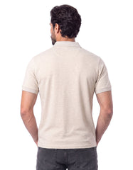 Oatmeal Melange Plain Pique Polo Shirt