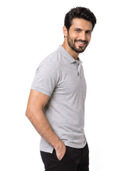 Heather Grey Plain Pique Polo Shirt