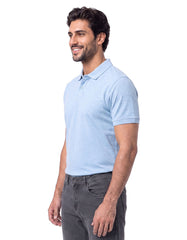 Sky Blue Melange Plain Pique Polo Shirt