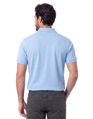 Sky Blue Melange Plain Pique Polo Shirt