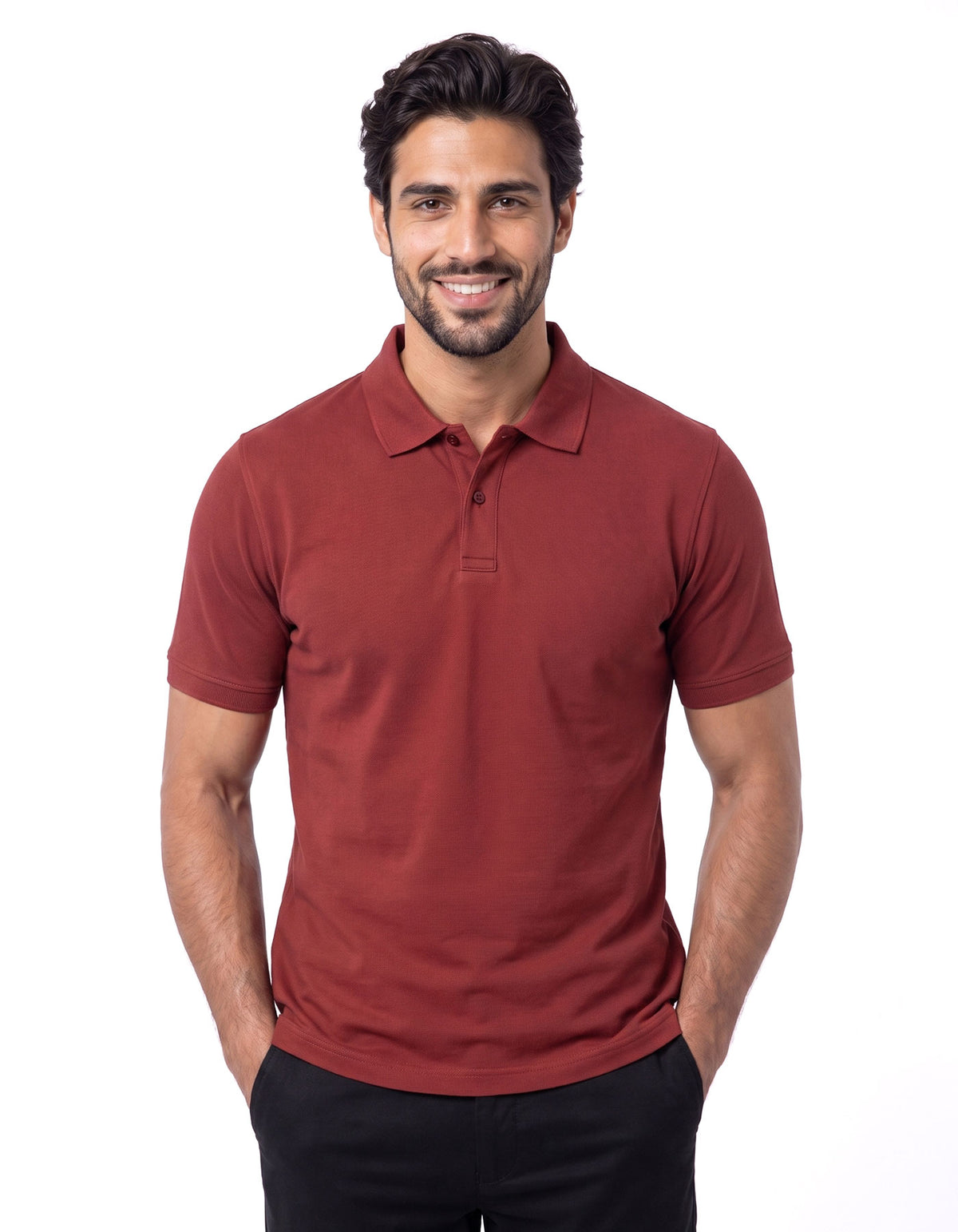 Oxblood Plain Pique Polo Shirt