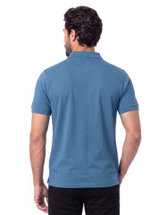 Aura Blue Plain Pique Polo Shirt