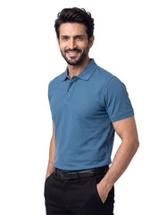Aura Blue Plain Pique Polo Shirt