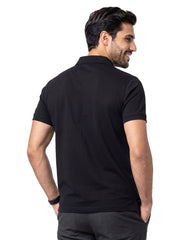 Black Plain Pique Polo Shirt