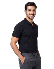 Black Plain Pique Polo Shirt