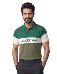 Green Pakistan Color Block Polo Shirt