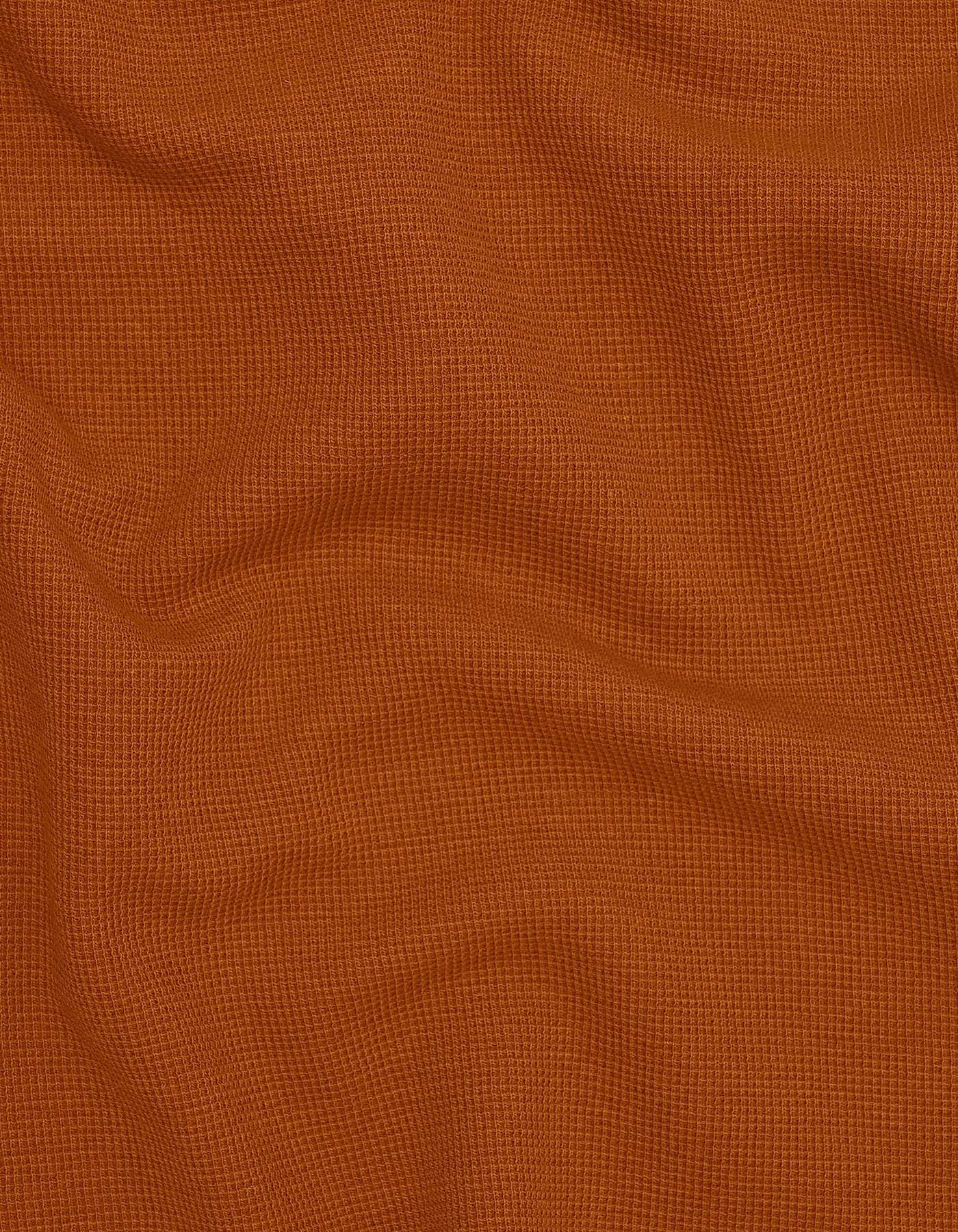 Brown Textured Color Block Polo Shirt