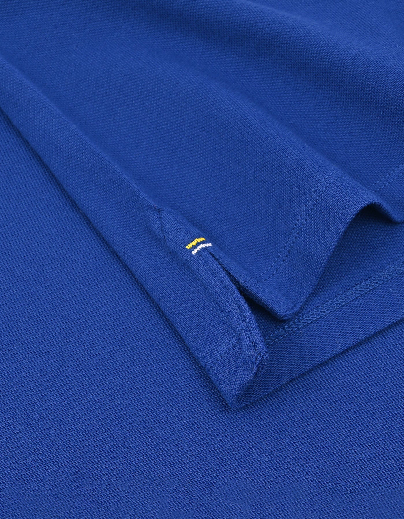 E Blue Color Block Pique Polo Shirt