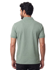 Olive Textured Color Block Polo Shirt