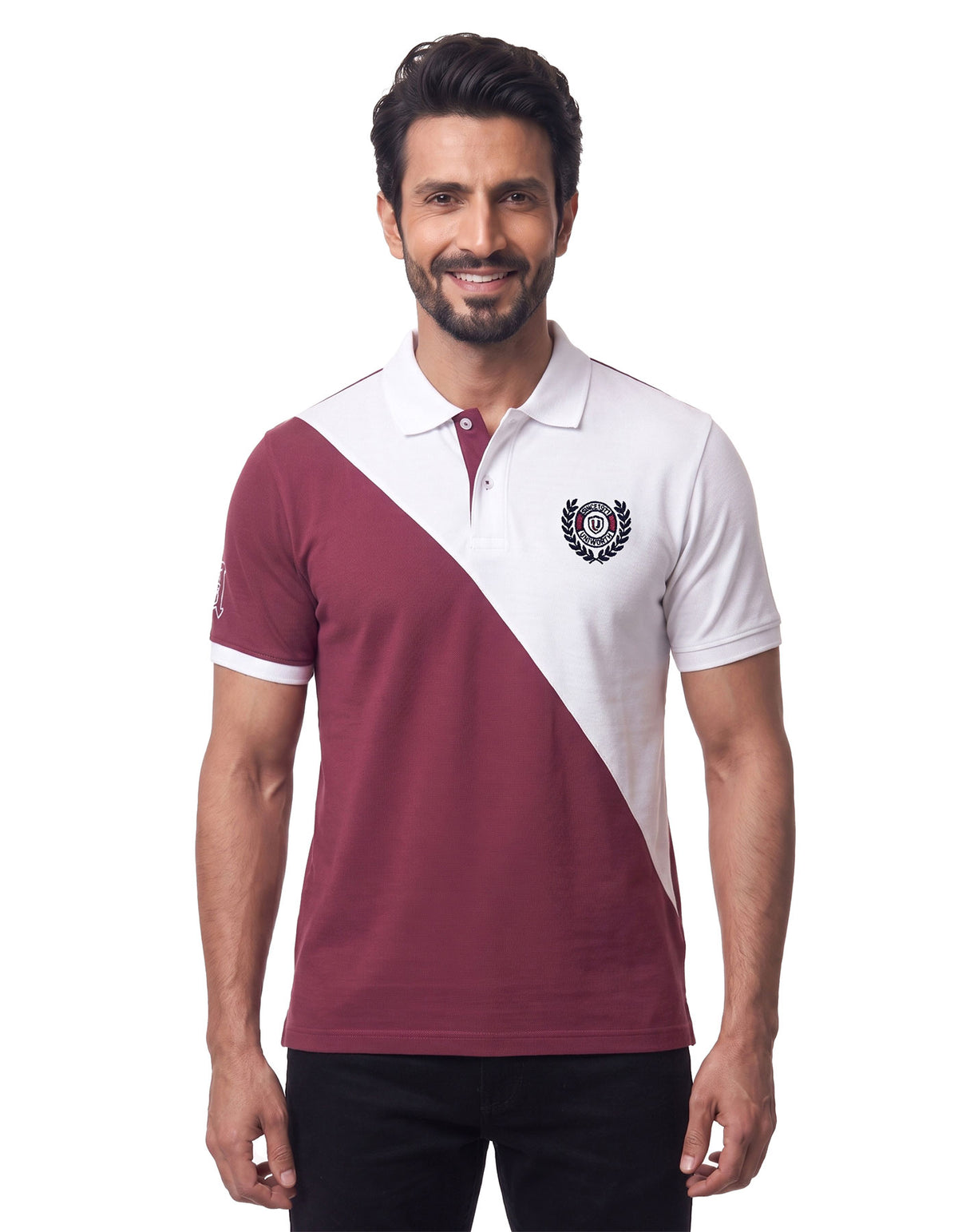 T Pink Color Block Polo Shirt