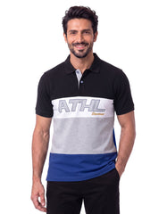 E Blue Color Block Polo Shirt