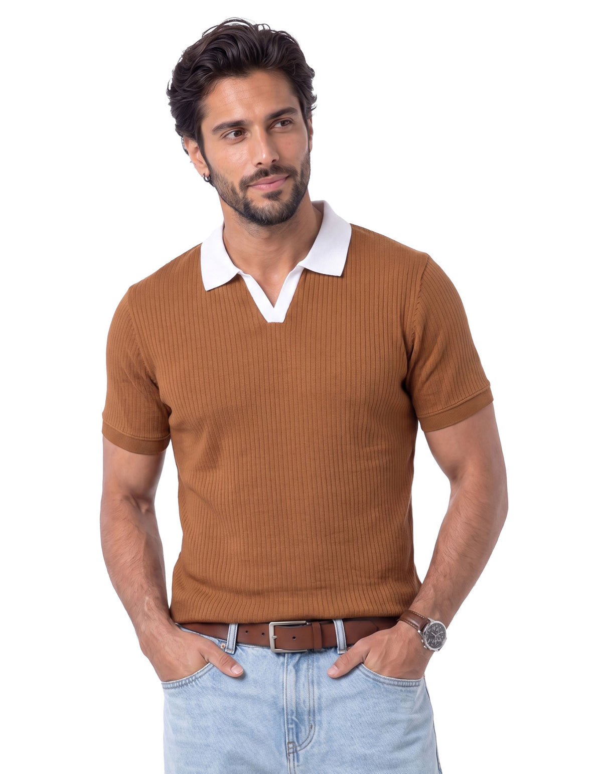 Brown Plain Interlock Polo Shirt