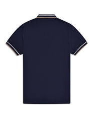 Navy Textured Jacquard Polo Shirt