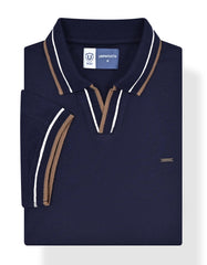 Navy Textured Jacquard Polo Shirt