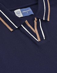 Navy Textured Jacquard Polo Shirt