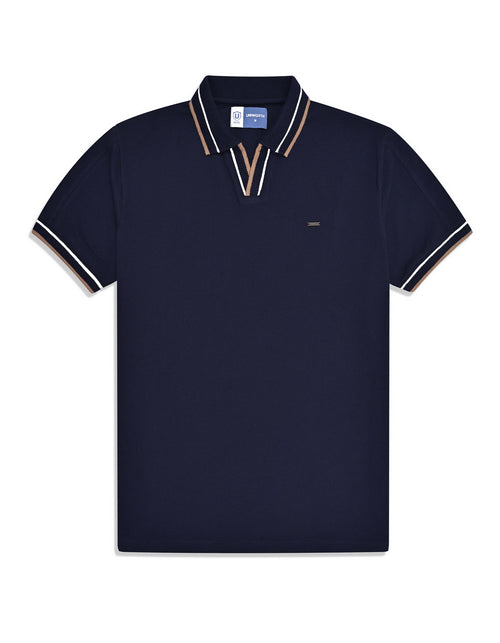 Navy Textured Jacquard Polo Shirt