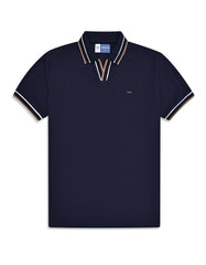 Navy Textured Jacquard Polo Shirt