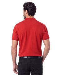 Red Textured Jacquard Polo Shirt