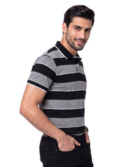 Black Stripe Pique Polo Shirt