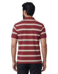 Oxblood Stripe Pique Polo Shirt