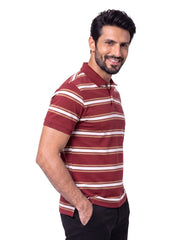 Oxblood Stripe Pique Polo Shirt