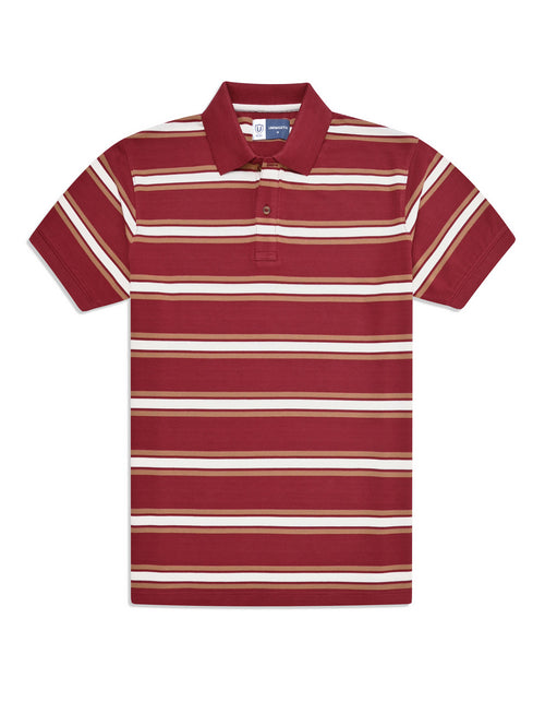 Oxblood Stripe Pique Polo Shirt